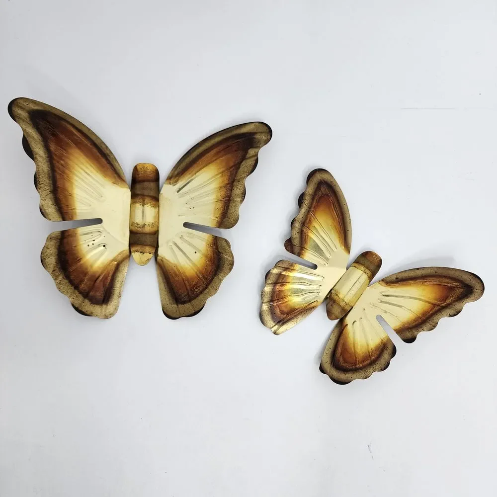 Decorative Wall Butterflies Lightweight Metal - Set of 2
